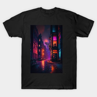 Cyberpunk Amsterdam Streets T-Shirt